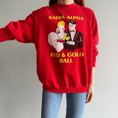 1980s Kappa Alpha Red & Gold Ball Sweatshirt - WOWZA