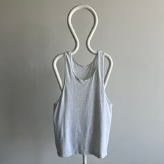 1980s Tattered and Torn Super Drop Light Gray Cotton Tank Top