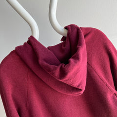 1980s DIY Hemmed Cut Neck on a Burgundy Hoodie by Bassett Walker