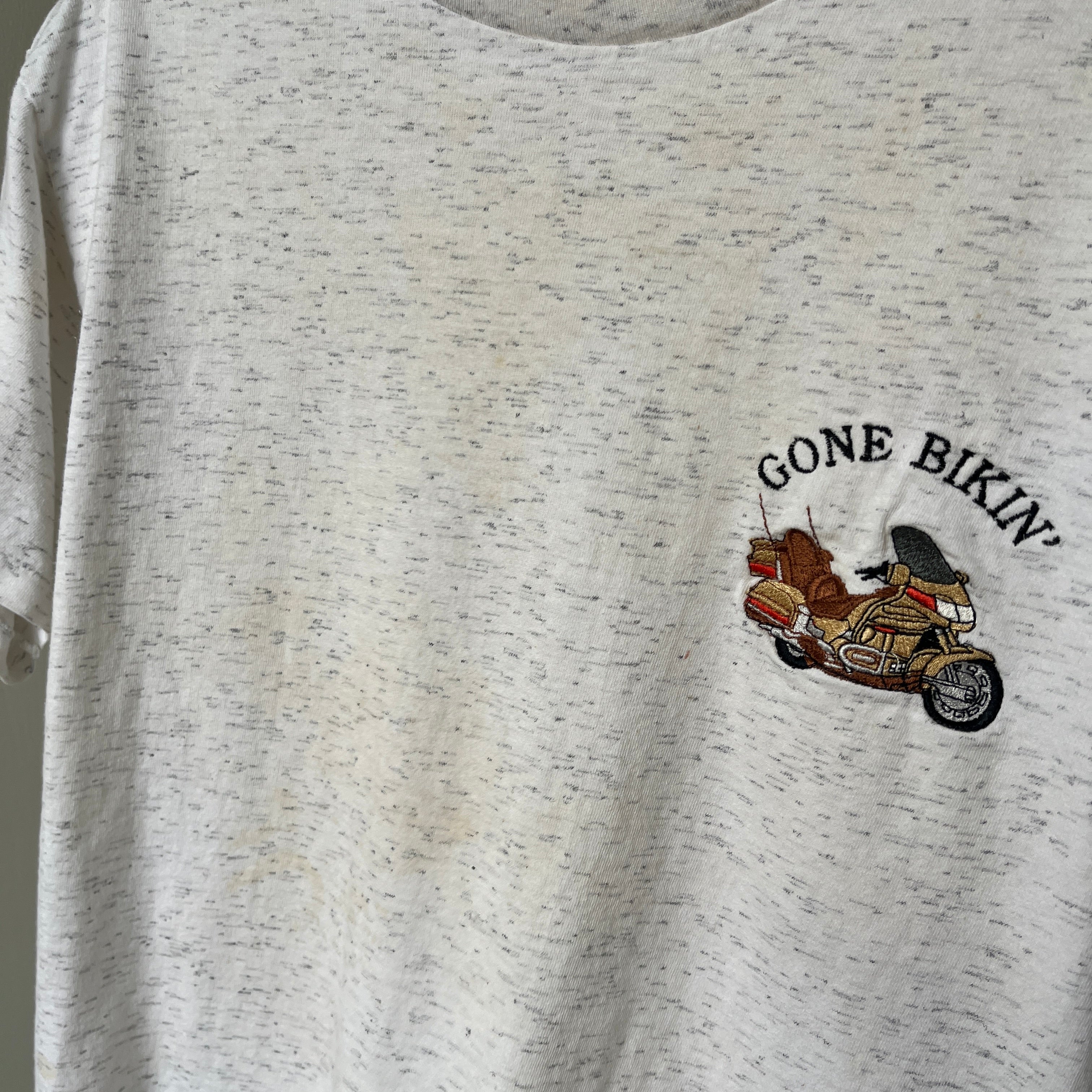 1980/90s Light Heather Grey Gone Bikin' T Shirt