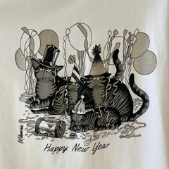 1980s/90s Happy New Year Party Cats T Shirt - Crazy Shirts Brand Alert!