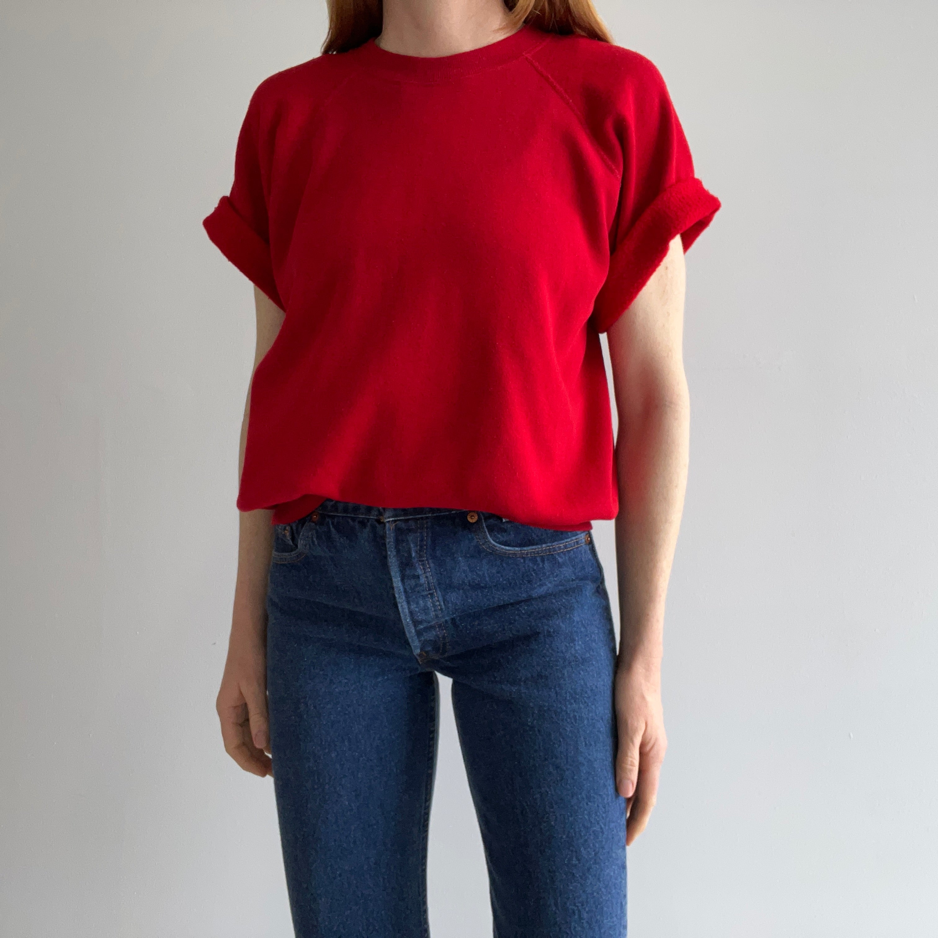 1980s Nail Polish Red Super Soft DIY Warm Up Sweatshirt