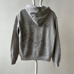 1980s DIY Kingdom Hearts Sharpied Grey Zip Up Hoodie - The Backside