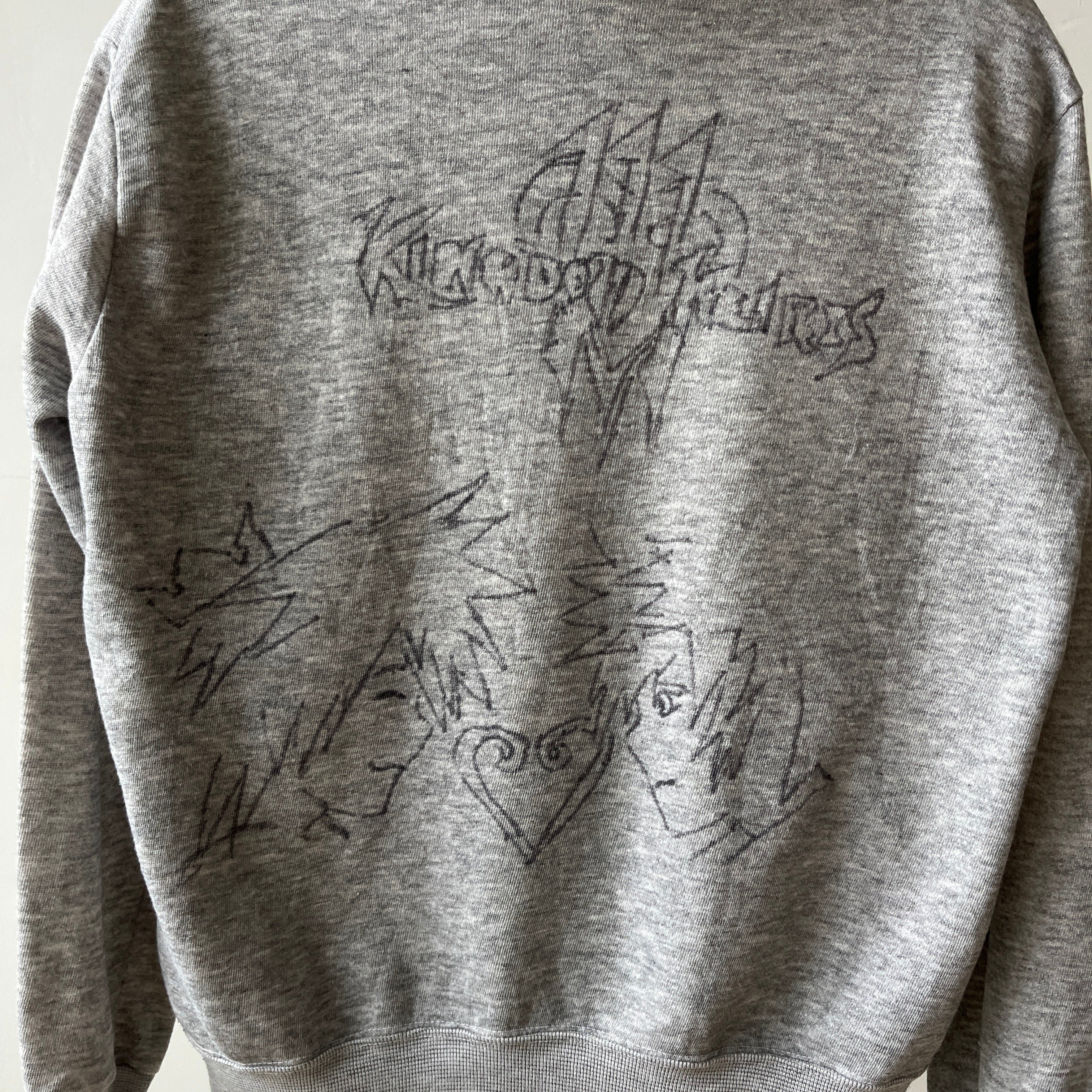 1980s DIY Kingdom Hearts Sharpied Grey Zip Up Hoodie - The Backside