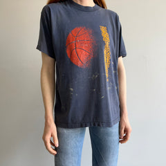 1994 Thrashed and Faded Knights Basketball Paint Stained T-Shirt