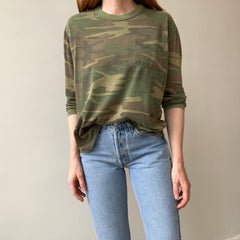 1980s Rolled Neck Soft and Slouchy Long Sleeve Camo T-Shirt