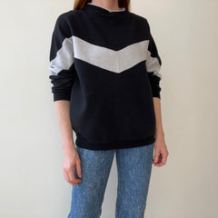 1980s Color Block Gray and Black Sweatshirt