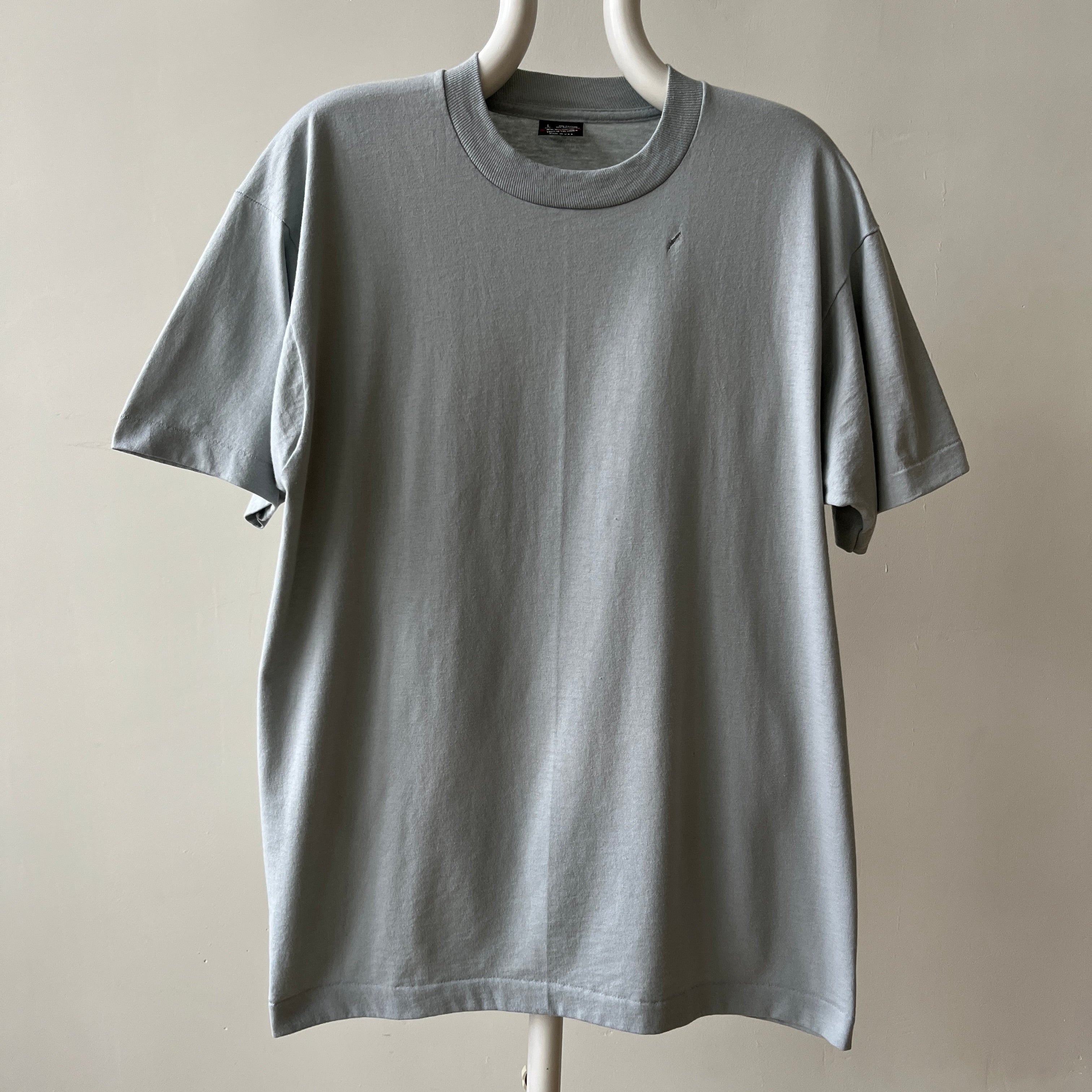 1980s Blank Grey/Baby Blue T Shirt