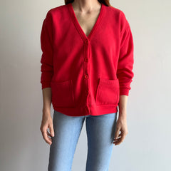 1980s Red Cardigan Sweatshirt - YES