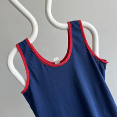 1970s Two Tone Navy and Red Tank Top