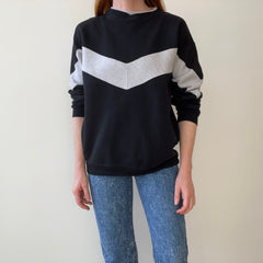 1980s Color Block Gray and Black Sweatshirt