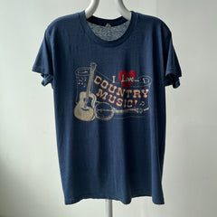 1980s I Love Country Music Thinned Out 50/50 T-Shirt