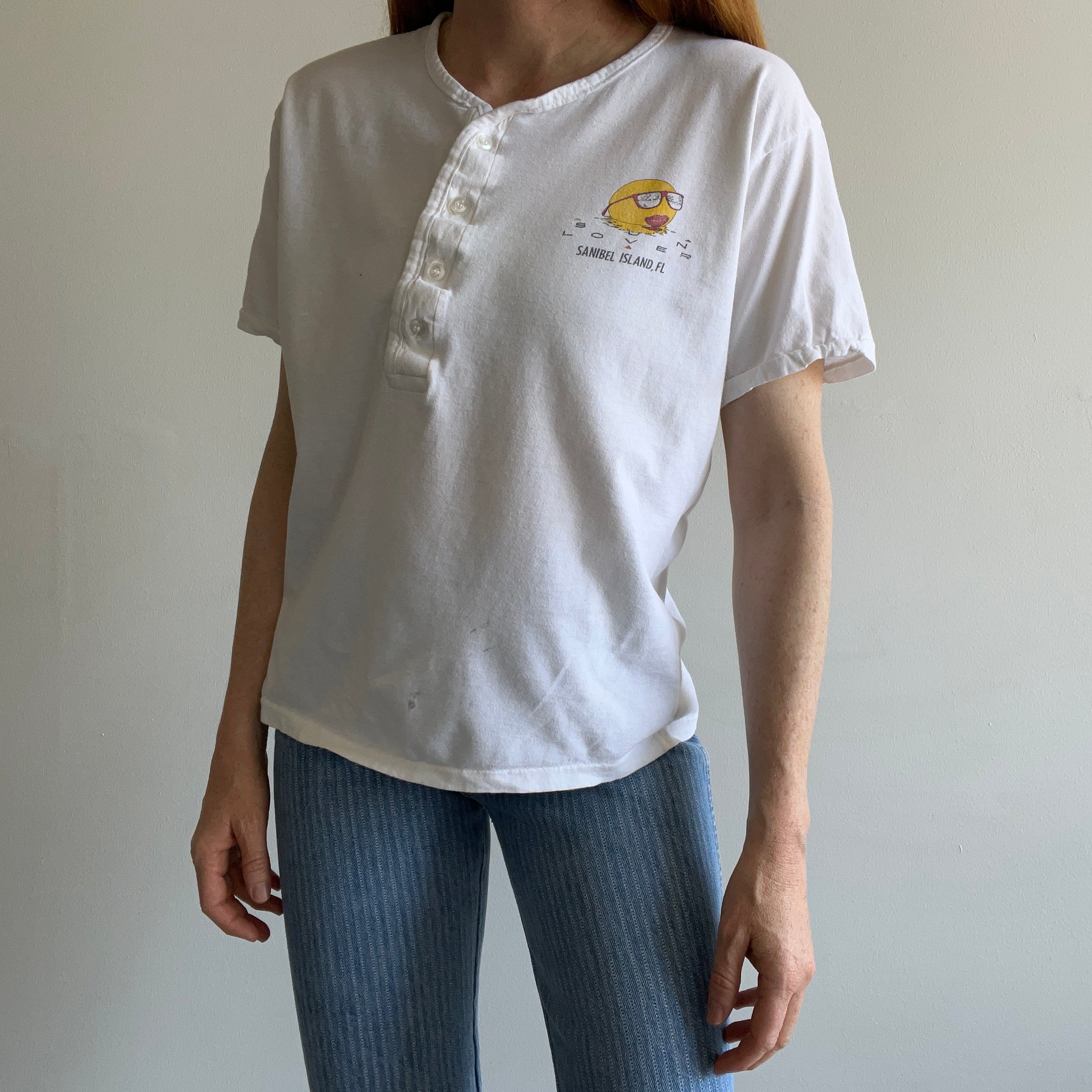 1980s Sanibel Island Short Sleeve Henley T-SHirt by Vuarnet