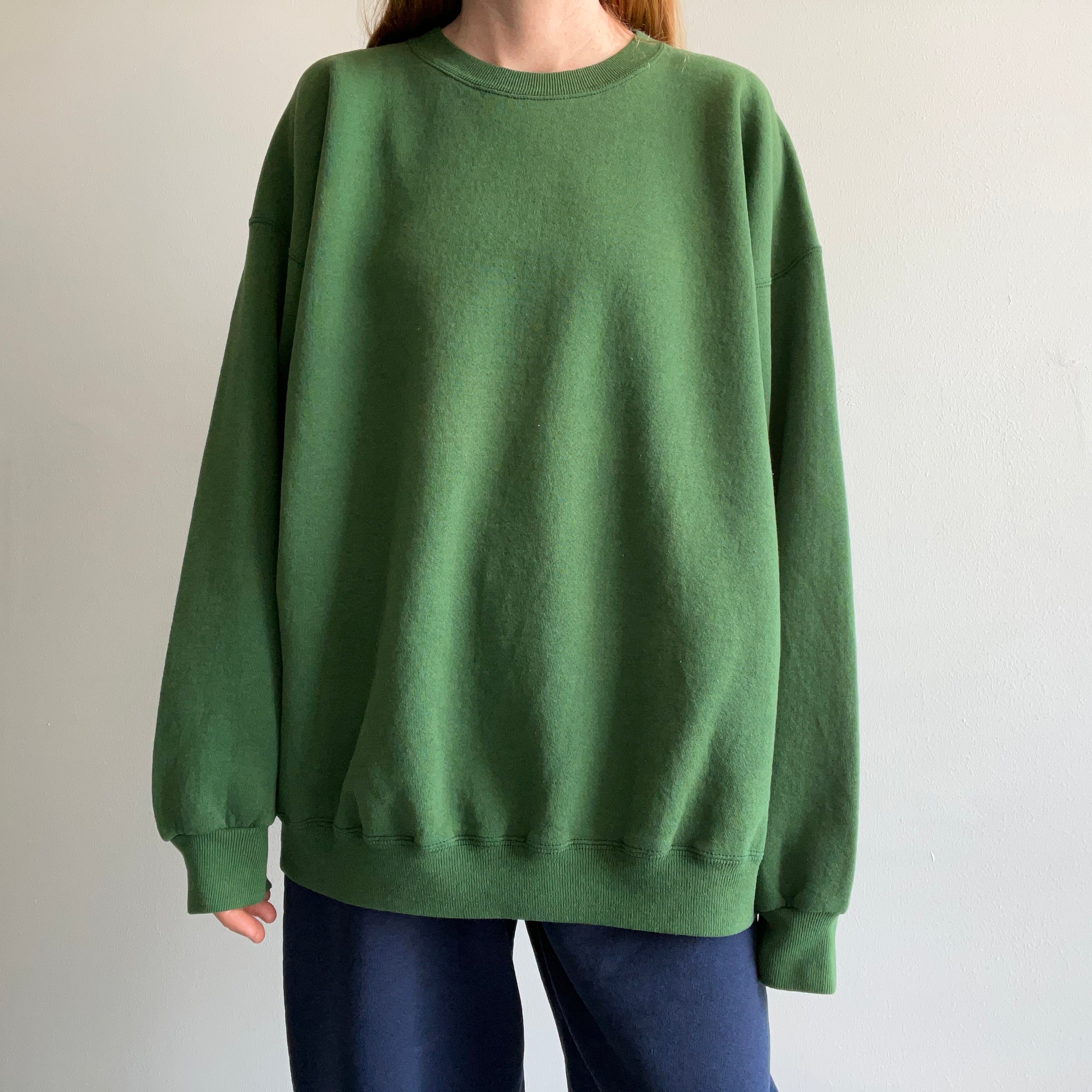 1980s Sun Faded To That Slightly Shiny Perfection Green Sweatshirt by Lee