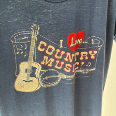 1980s I Love Country Music Thinned Out 50/50 T-Shirt