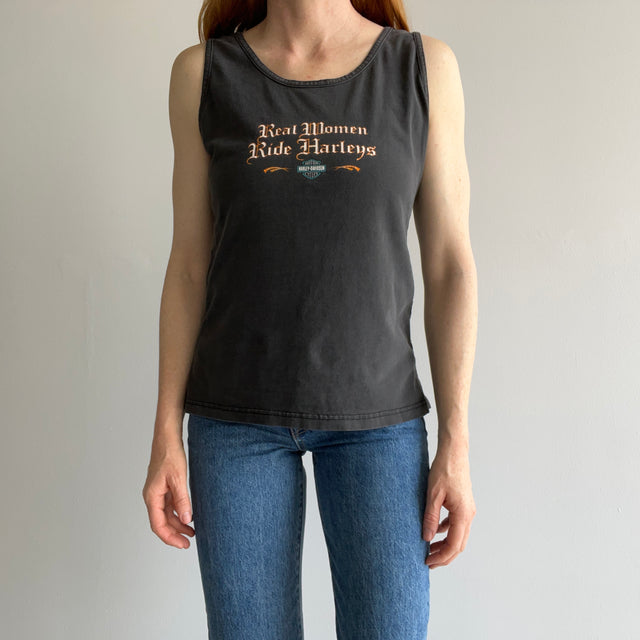 1998? "Real Women Ride Harleys" Faded Cotton Tank Top - Palm Beach, Florida