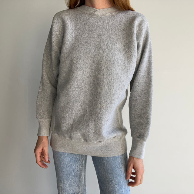 1980s Reverse Weave Blank Gray Sweatshirt - Heavyweight