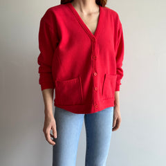 1980s Red Cardigan Sweatshirt - YES