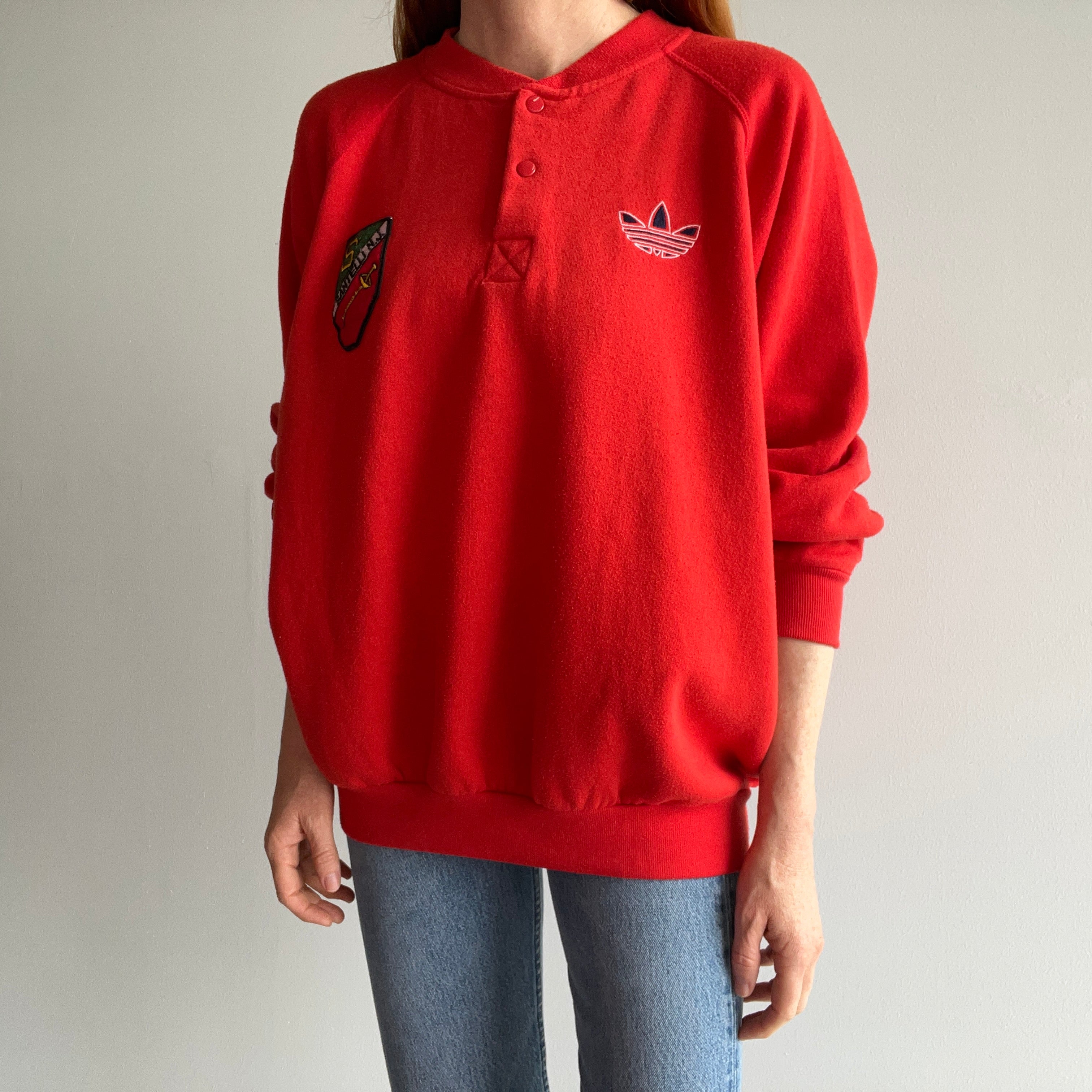 1980s Adidas 1/4 Snap Henley Santelli, NJ Sweatshirt