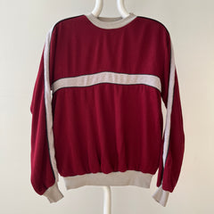 1970s Burgundy Terry Cloth Striped Sweatshirt