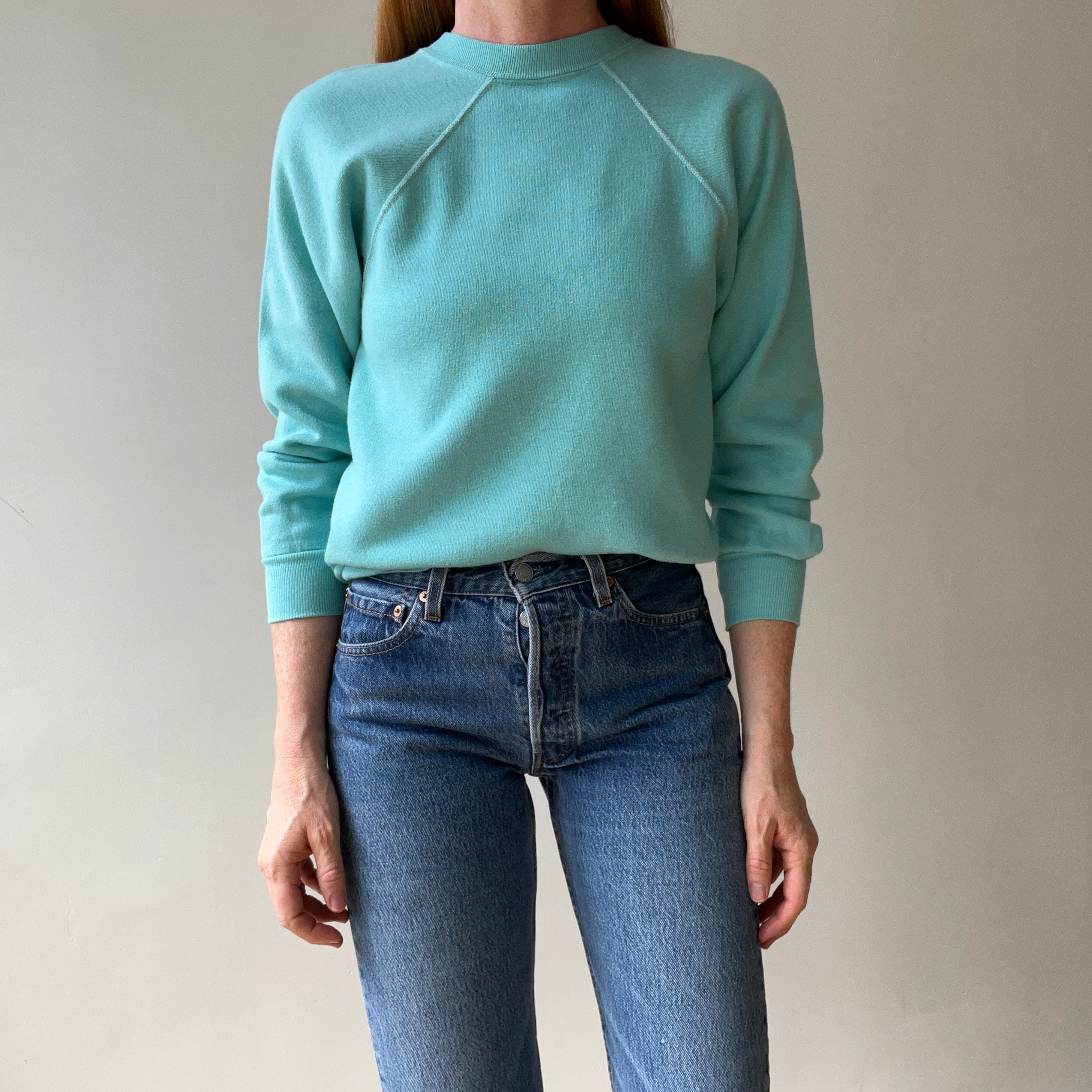 1970s Blank Turquoise Sweatshirt