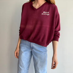 1970s Bates College Thin, Sunfaded, and Beat Up V-Neck Sweatshirt