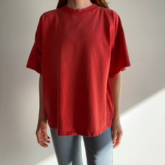 1990s Made in the UK Larger Red/Orange Cotton T-Shirt - Perfectly Broken In