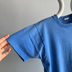 1980s Sun Faded And Perfectly Worn Blank Blue Pocket T-Shirt