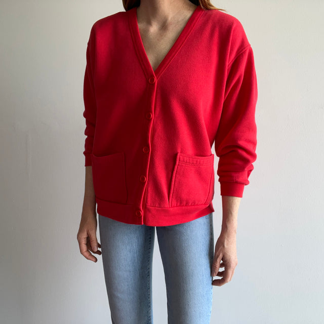 1980s Red Cardigan Sweatshirt - YES