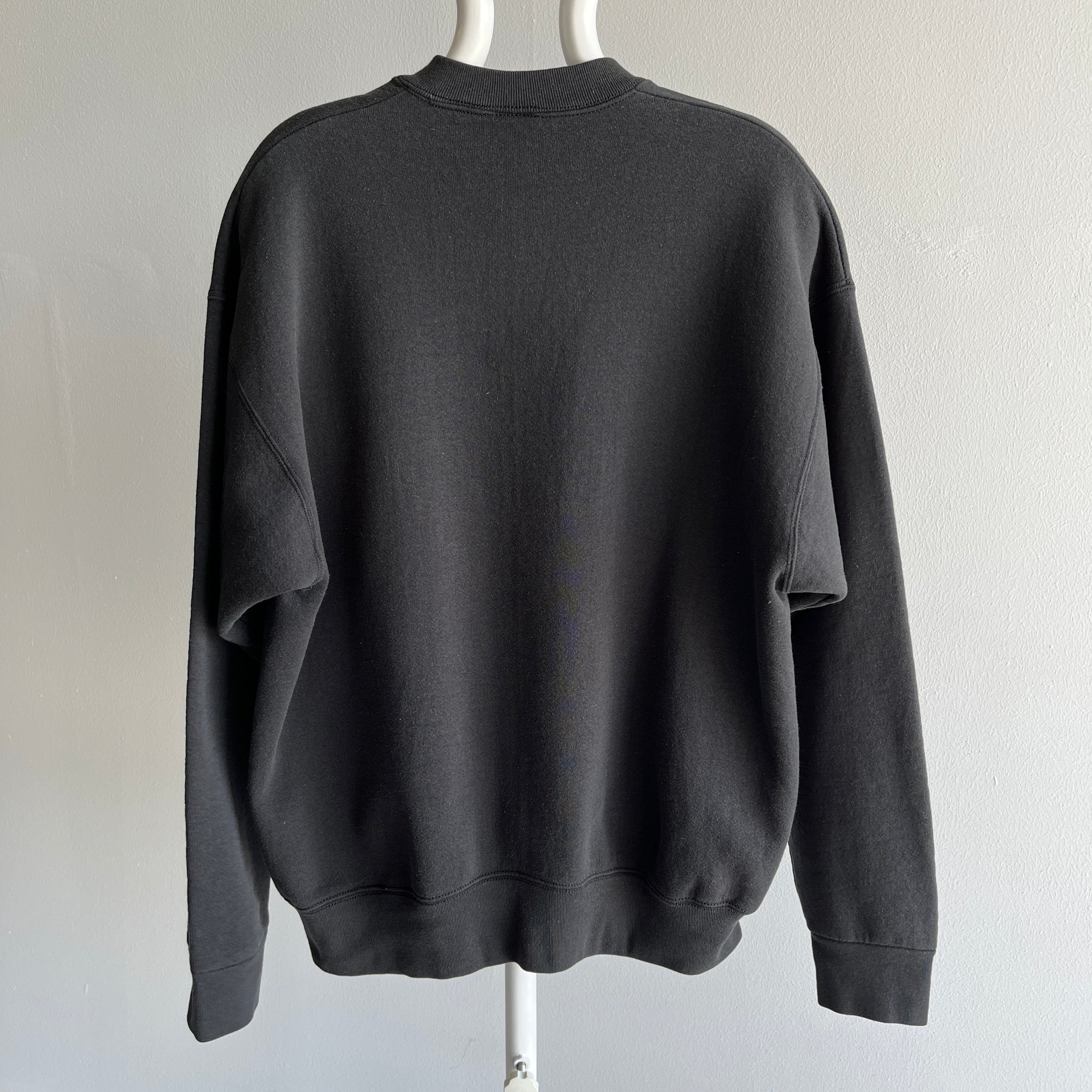 1980s Medium Weight Blank Black Sweatshirt