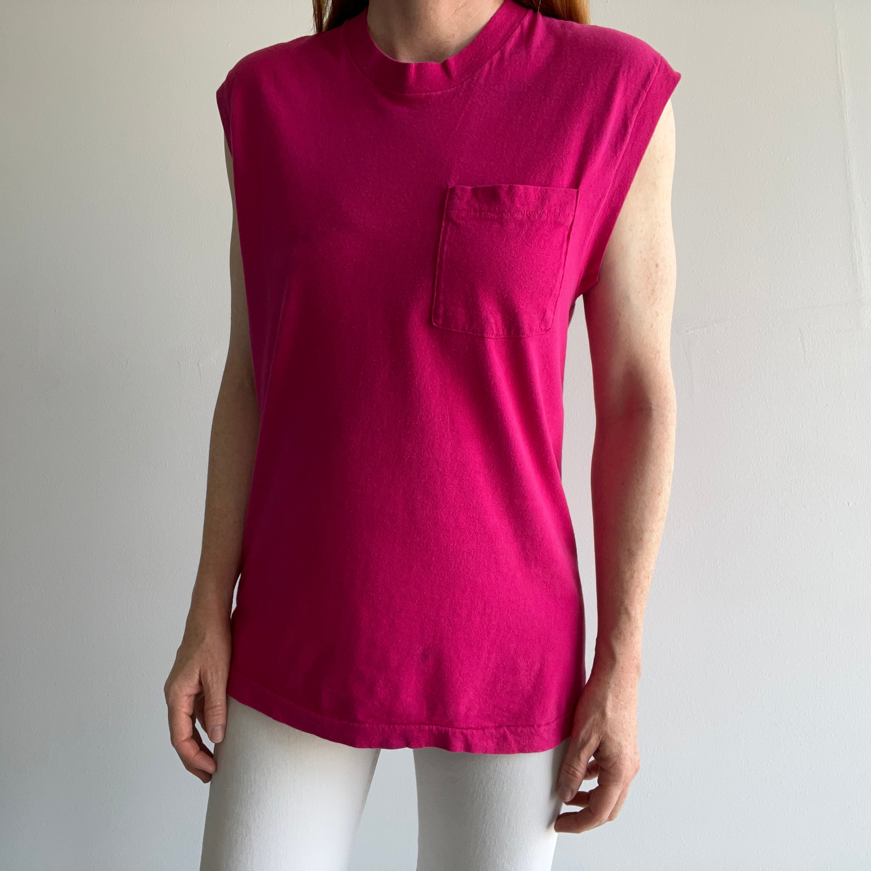 1980s FOTL Cotton Hot Pink Muscle Tank (Selvedge Pocket for Those Who Care)