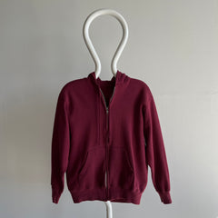 1980s Burgundy Zip Up Hoodie - In Stellar Shape