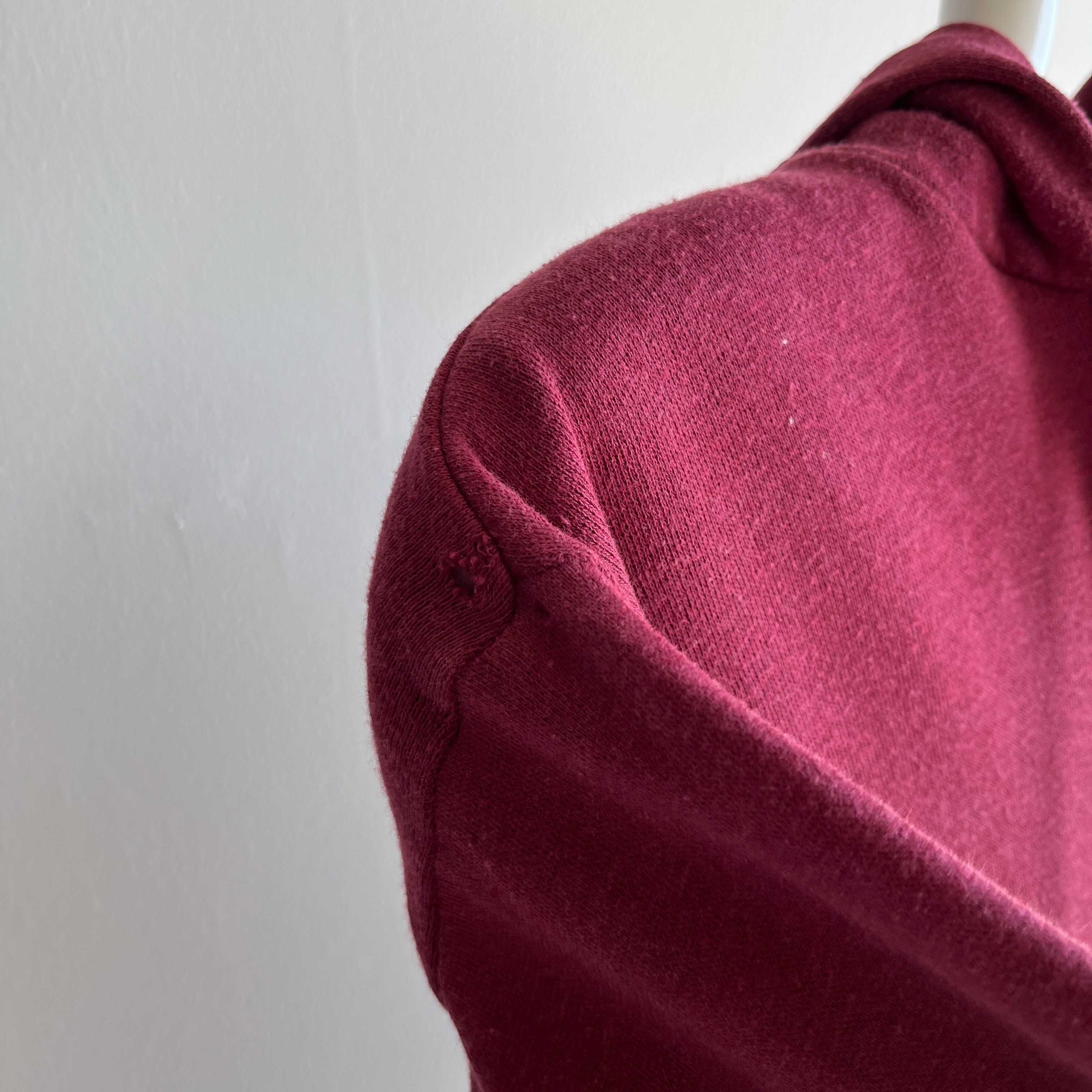 1980s Burgundy Zip Up Hoodie - In Stellar Shape