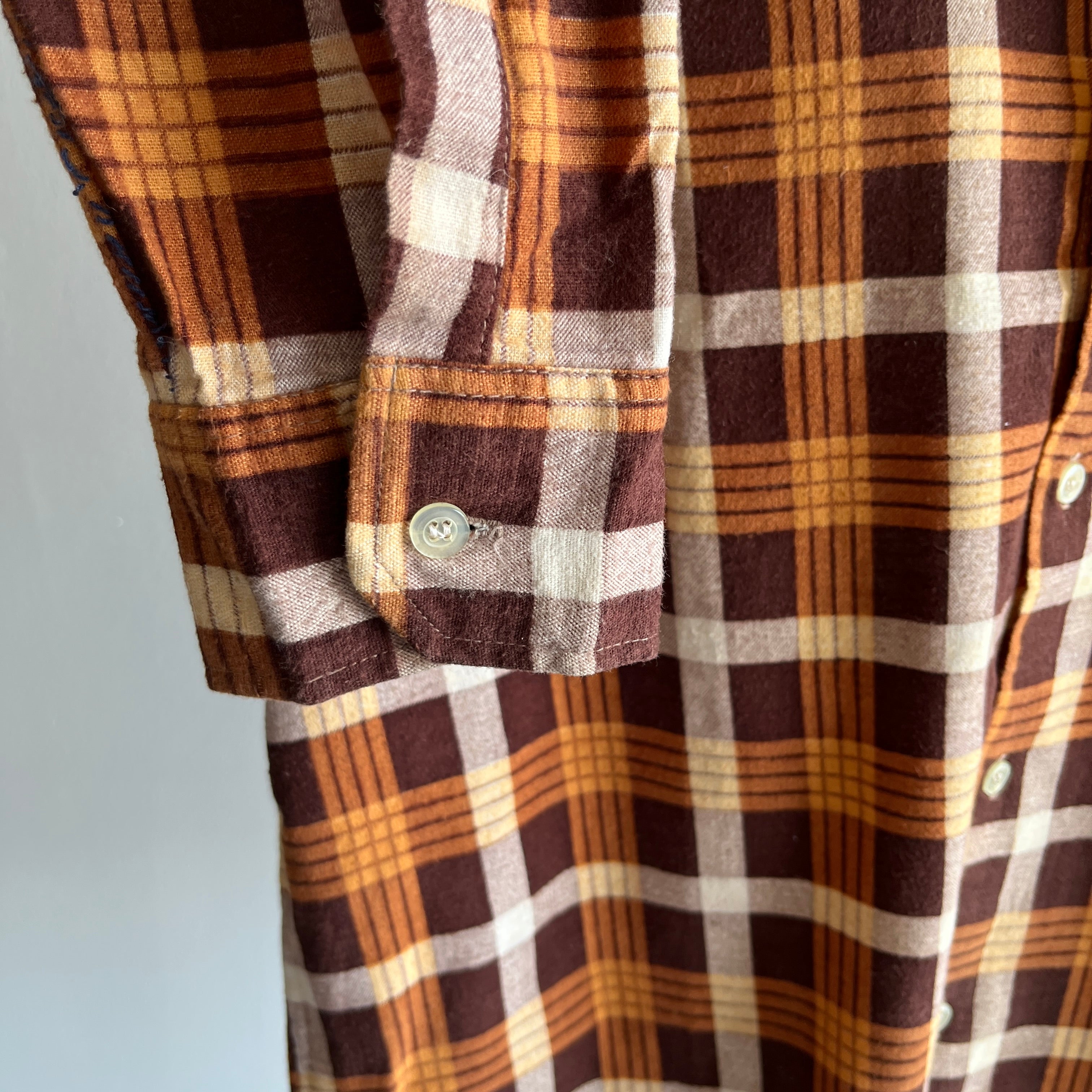 1990s Lightweight Single Sided Flannel in Brown Neutrals - European