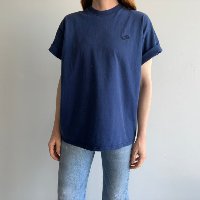 1990s USA Made Nike Faded Navy Cotton T-Shirt