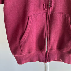 1980s Burgundy Zip Up Hoodie - In Stellar Shape