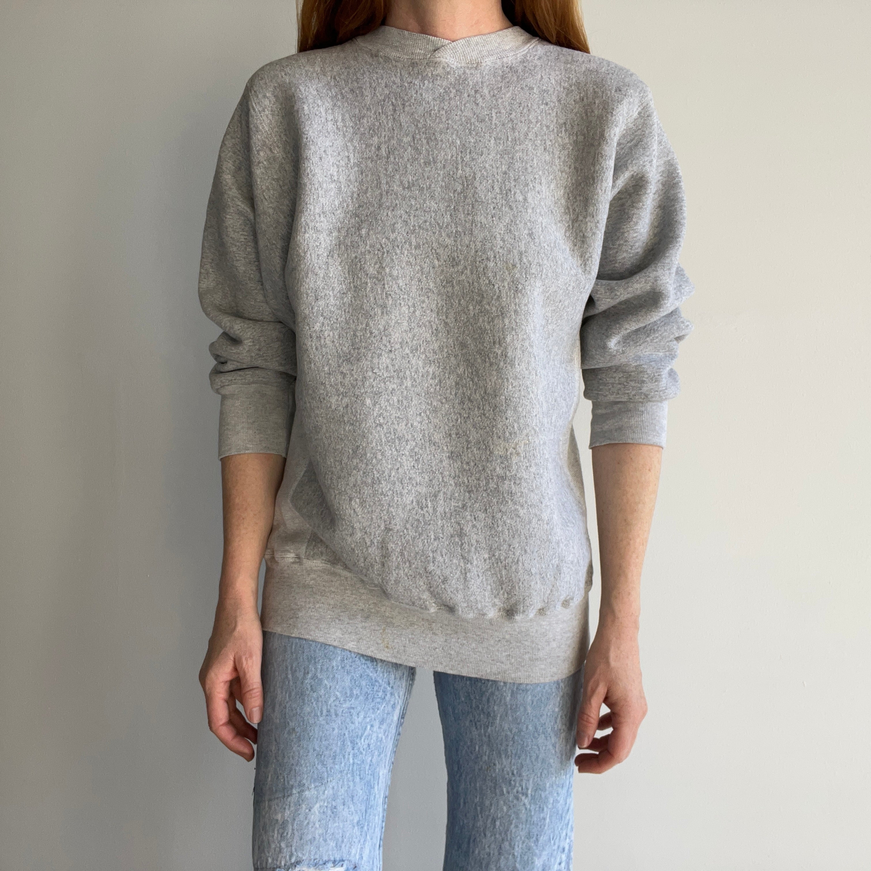 1980s Reverse Weave Blank Gray Sweatshirt - Heavyweight