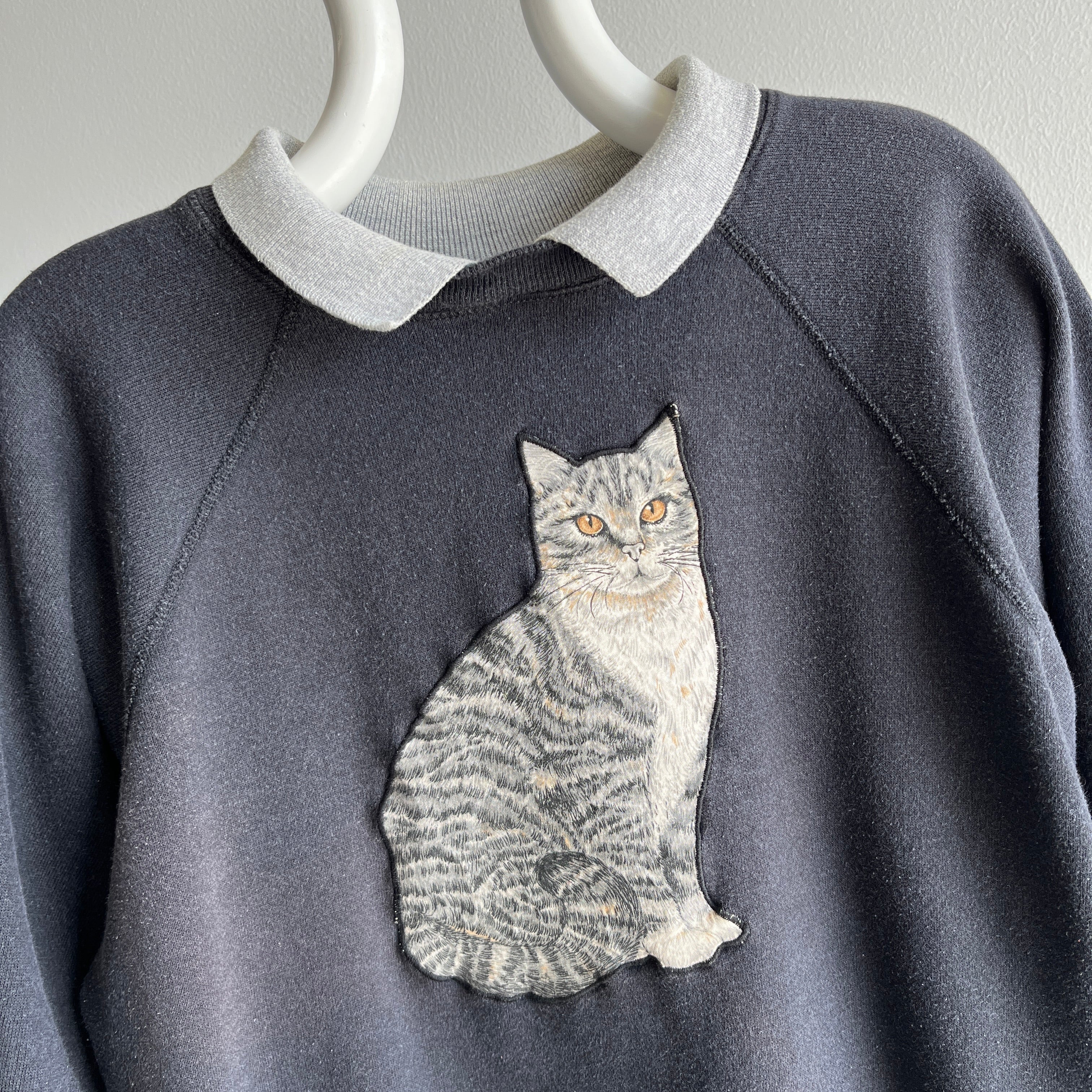 1980s F(el)ine Work of Art DIY Collar Sweatshirt with Ruffled Sleeves - OMFG