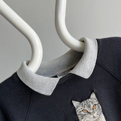 1980s F(el)ine Work of Art DIY Collar Sweatshirt with Ruffled Sleeves - OMFG