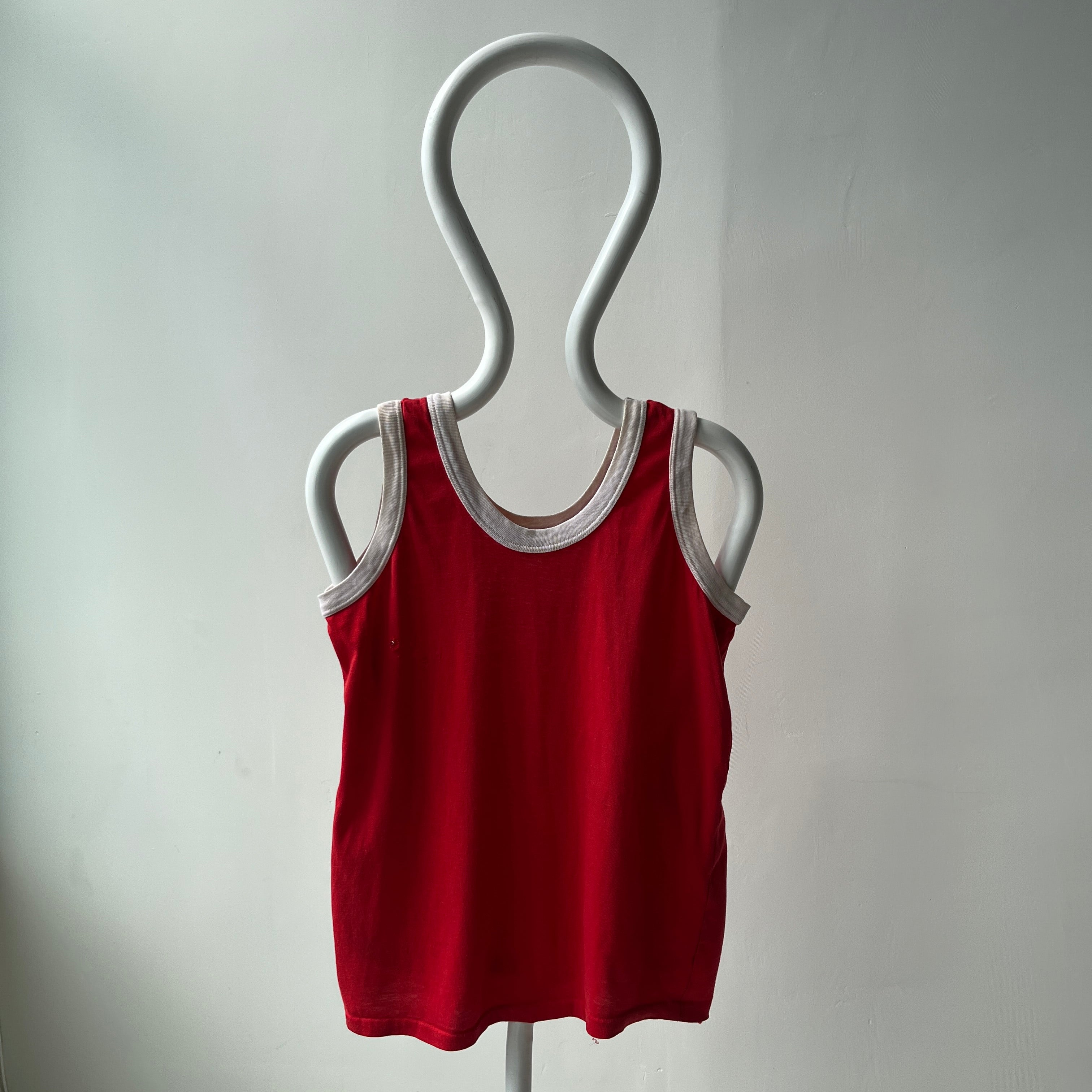 1970s Red and White Tank Top - With Holes