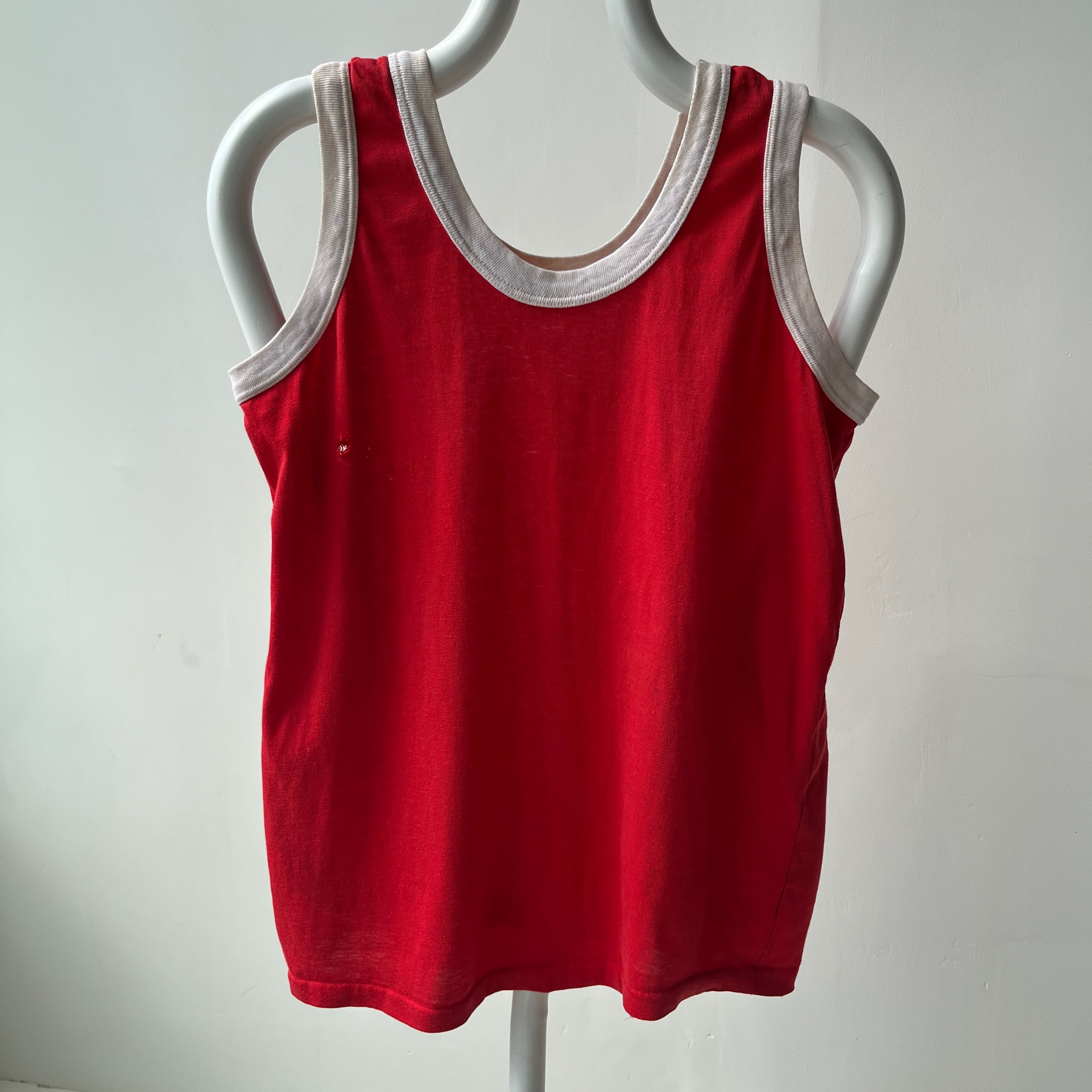 1970s Red and White Tank Top - With Holes