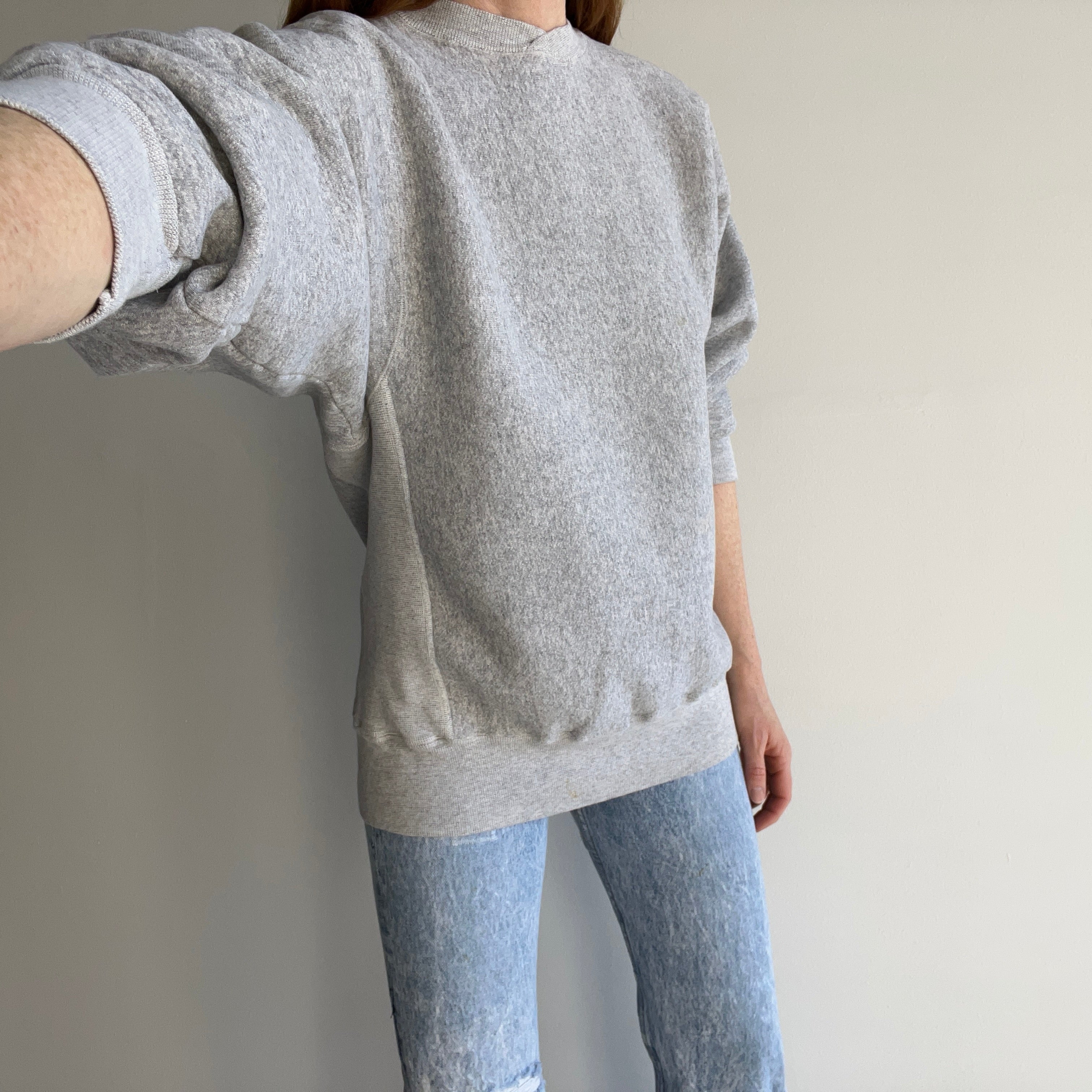 1980s Reverse Weave Blank Gray Sweatshirt - Heavyweight