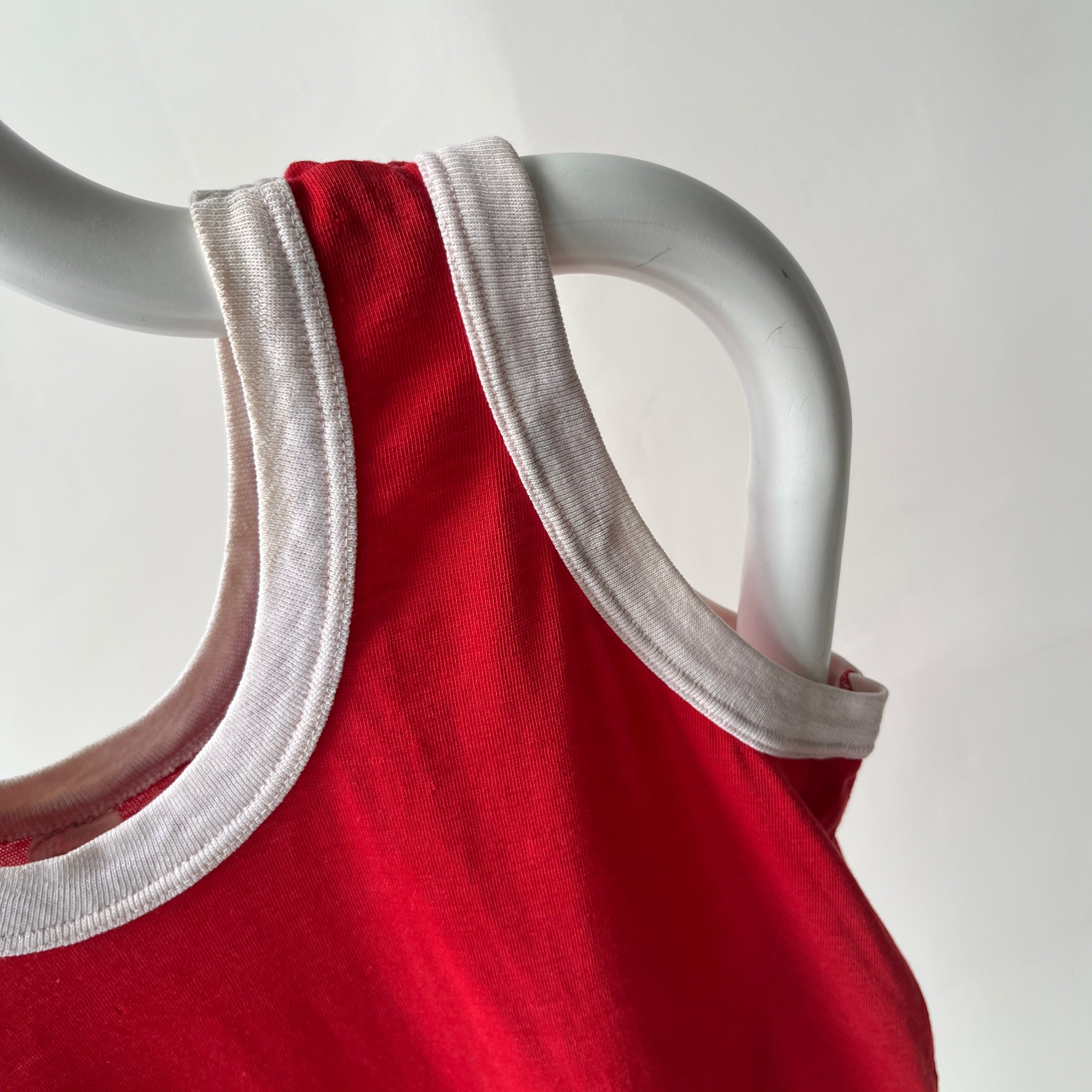 1970s Red and White Tank Top - With Holes