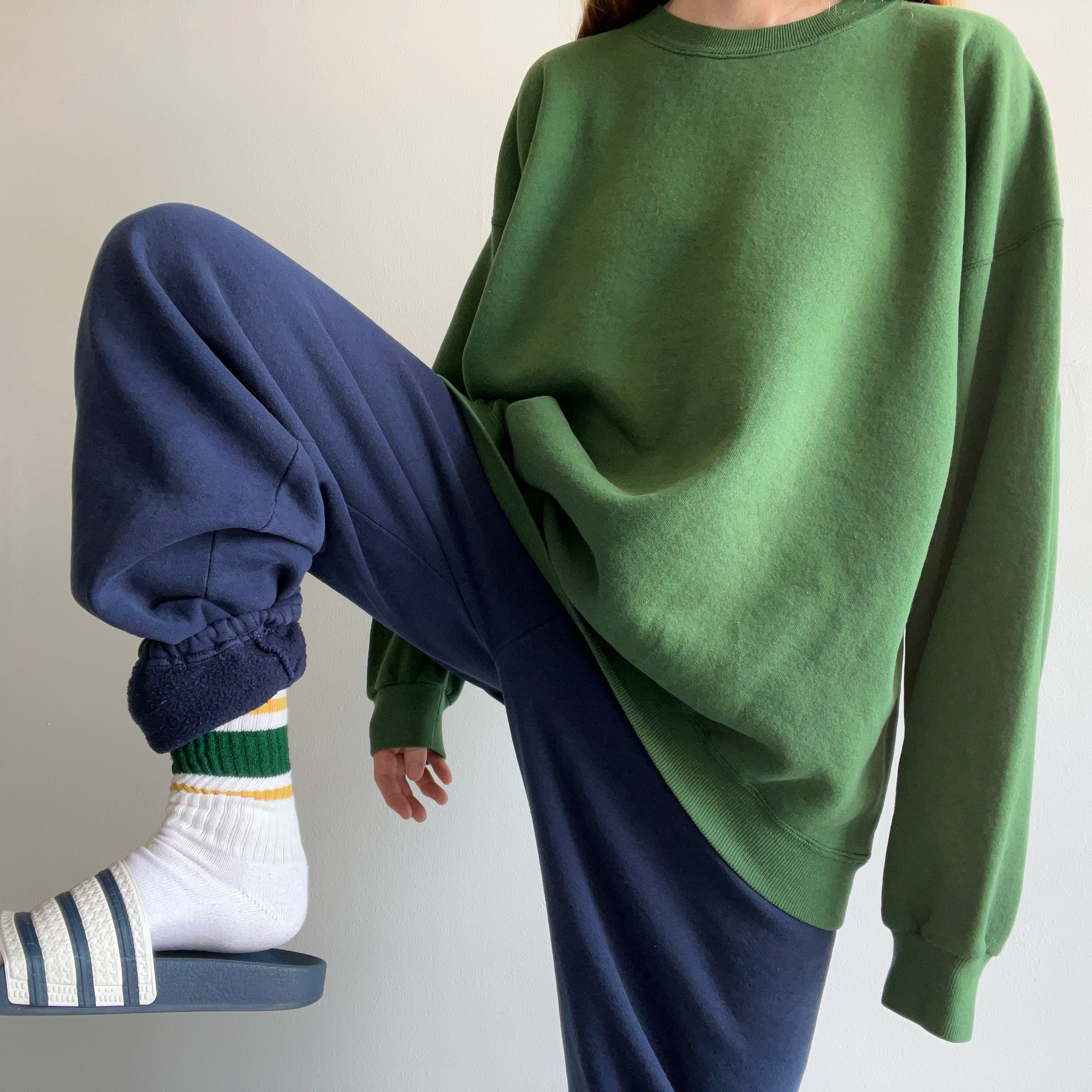 1980s Sun Faded To That Slightly Shiny Perfection Green Sweatshirt by Lee