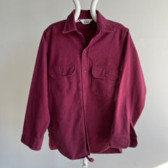 1980s Woolrich Burgundy Flannel with Tattering