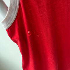 1970s Red and White Tank Top - With Holes