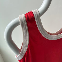 1970s Red and White Tank Top - With Holes