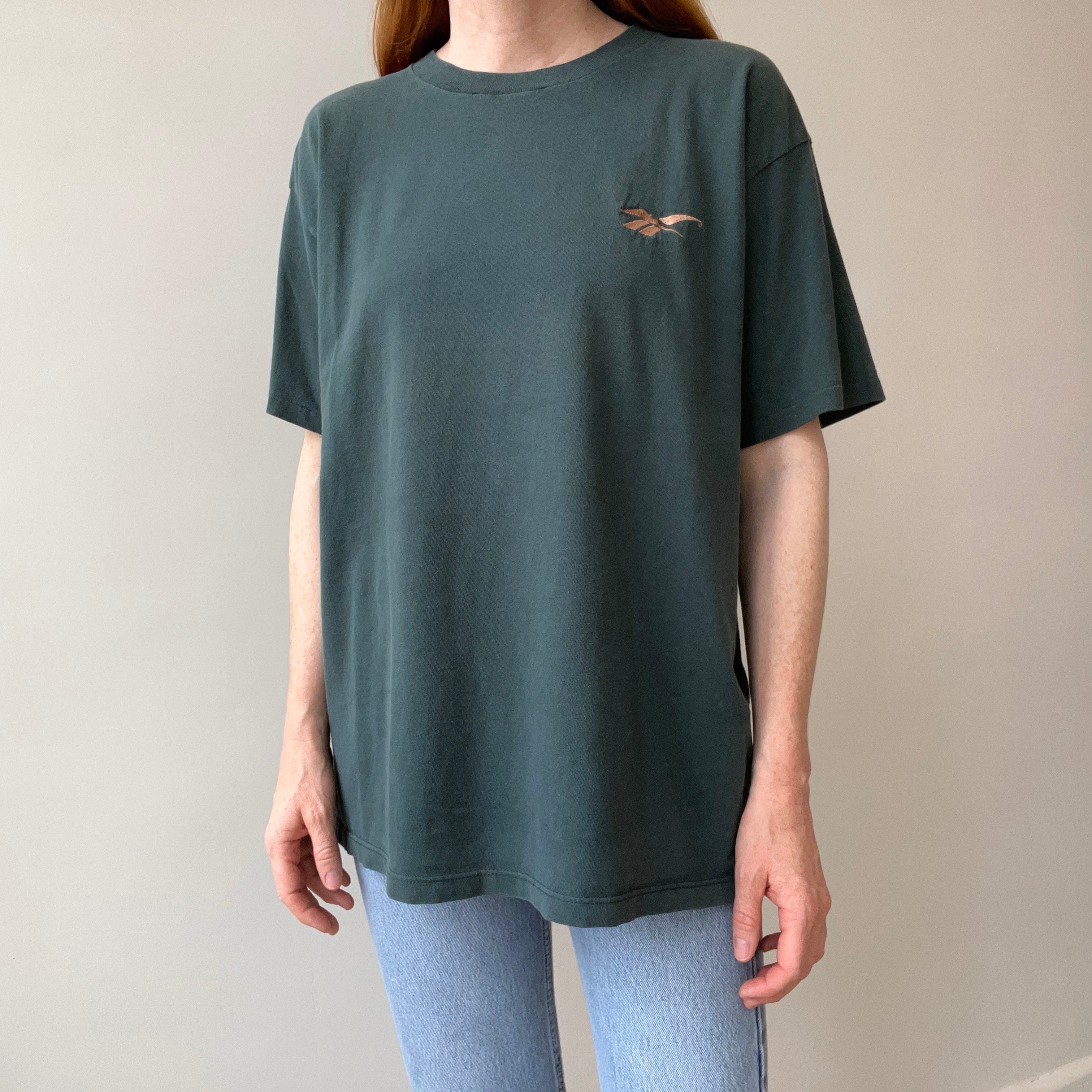 1980s Reebok Sun Faded Forest Green Cotton T-Shirt