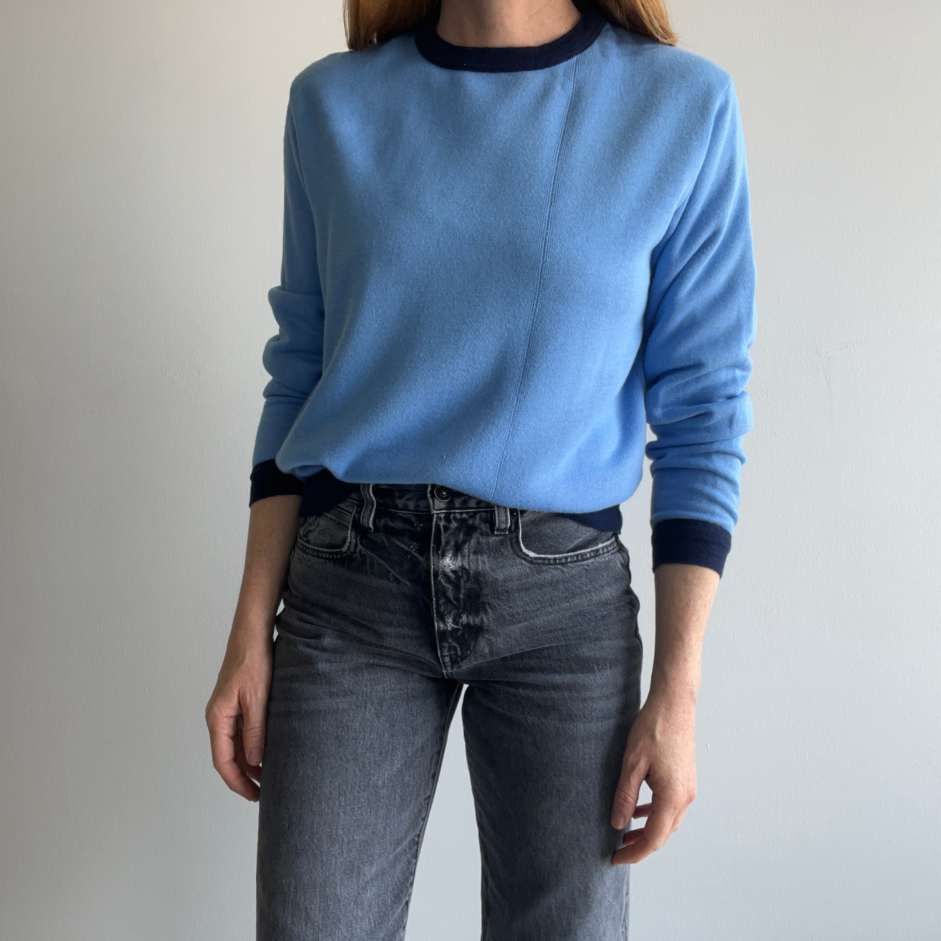 1970s Barely/Never Worn Acrylic - Super Soft - Two Tone Sweatshirt