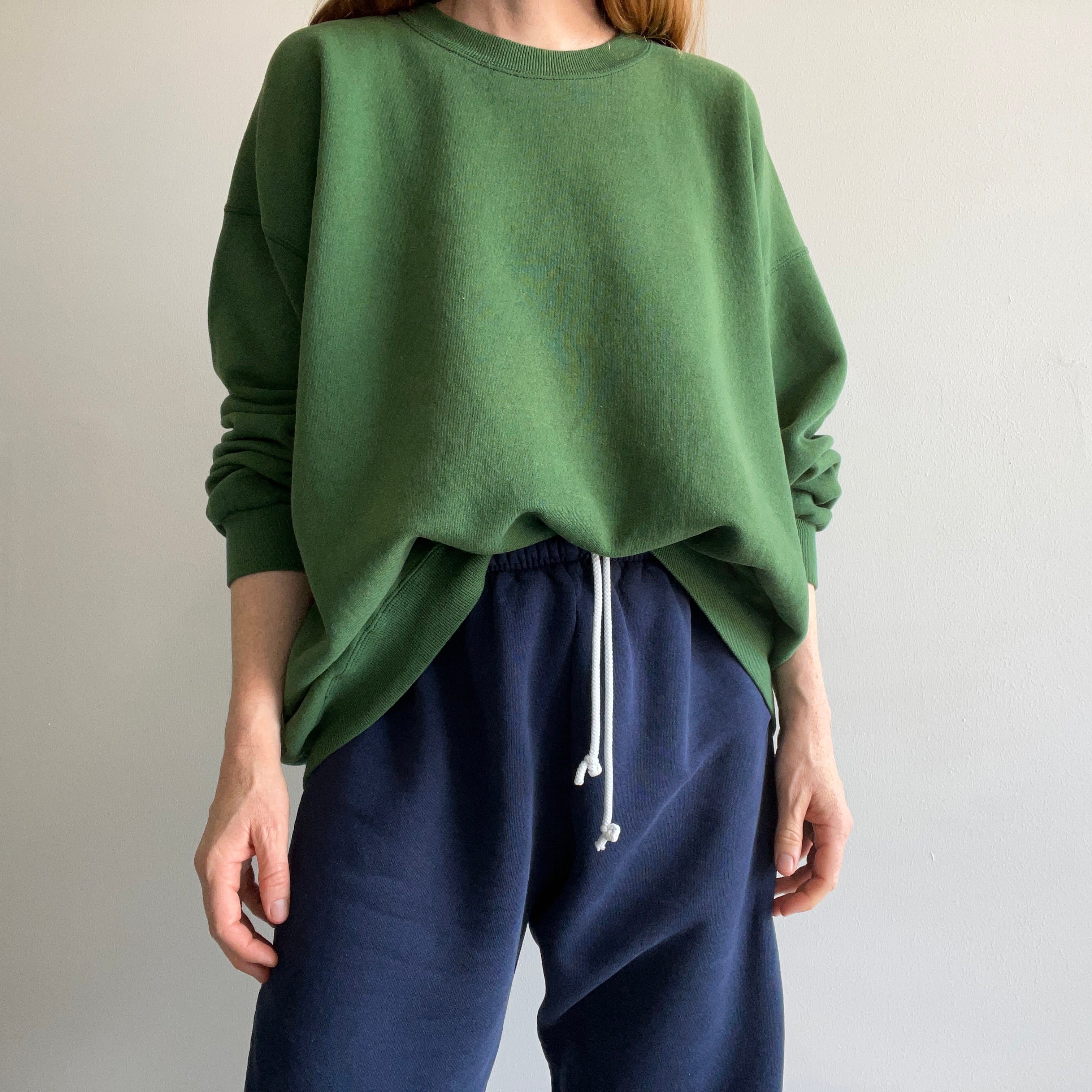 1980s Sun Faded To That Slightly Shiny Perfection Green Sweatshirt by Lee
